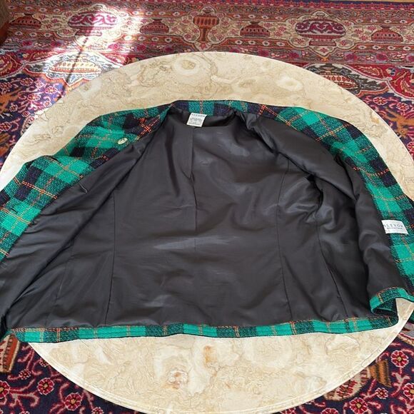 Alexon Double Breasted Tartan Plaid Collarless Jacket Made in Britain - Picture 10 of 13